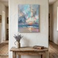 thumbnail image 3 of Canvas Wall Art, Blue Gray Coastal Framed Canvas Prints for Kitchen Bedroom, Oil Painting Modern Abstract Art Small Gallery Wrapped Wall Decor for Home Office, Gifts, 8"x12" Ship Next Day, 3 of 9