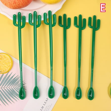 6Pcs Plastic Cocktail Muddler Drink Wine Decor Cocktail Swizzle Sticks Prickly Pear Flamingo Wine Stirrer Coffee Puddler