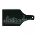 thumbnail image 1 of Chicago Skyline Cutting Board, Line Abstract Style Urban Silhouette of Popular American Town Office Print, Tempered Glass Cutting and Serving Board, Wine Bottle Shape, Onyx White, by Ambesonne, 1 of 1
