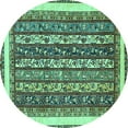 thumbnail image 1 of Ahgly Company Indoor Round Abstract Turquoise Blue Modern Area Rugs, 4' Round, 1 of 4