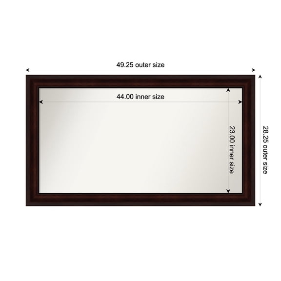 Amanti Art Custom Framed Wall and Bathroom Mirror (28.25 x 49.25 in.), Coffee Bean Brown Frame