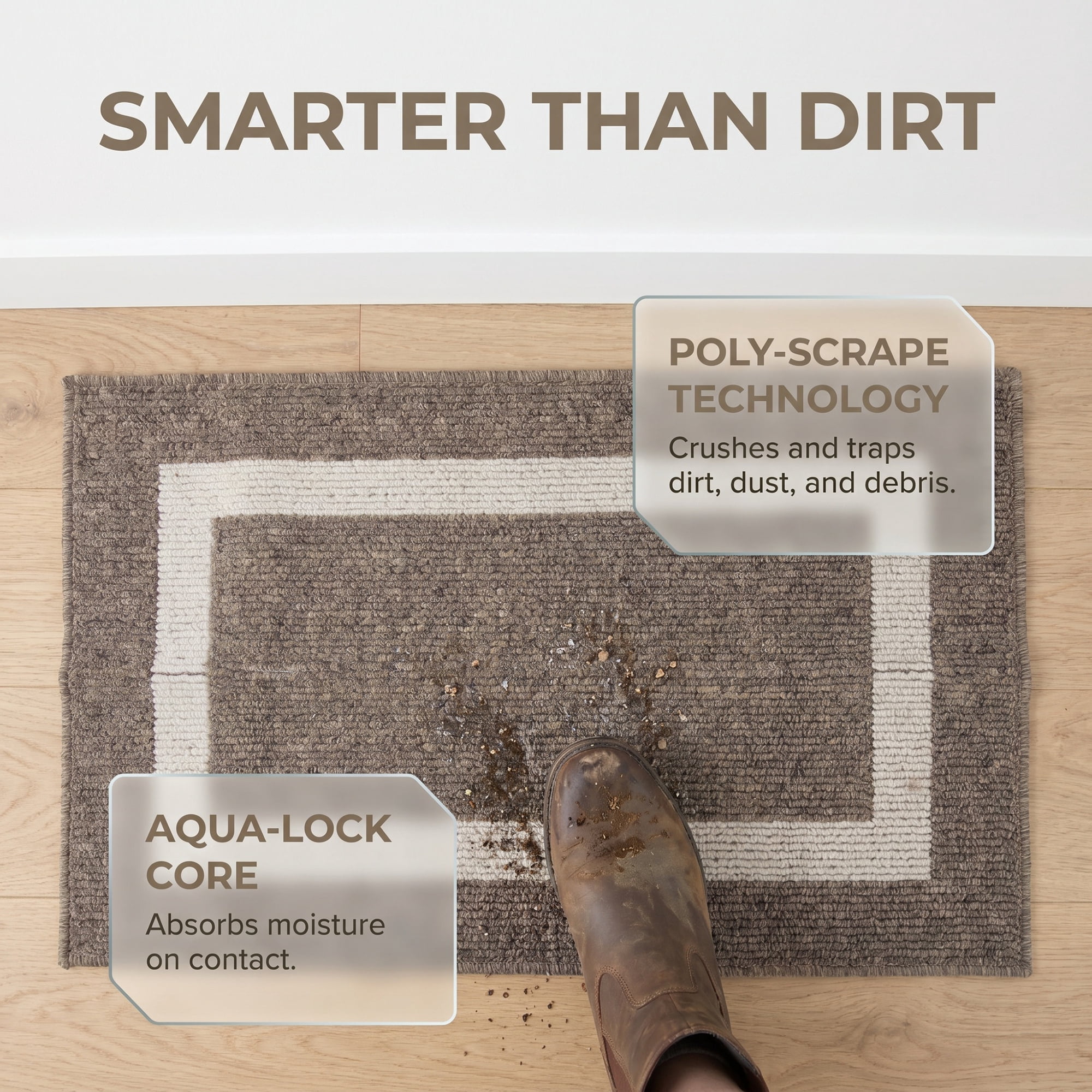 Unique Bargains Waterproof Non-Slip Low-Profile Entryway Rug Door Mat Brown 32" x 20"