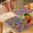 thumbnail image 4 of Colorful Geometric Placemats Set of 12 Modern Multicolor Abstract Motifs Place Mats Indoor Wipeable Table Mats Washable Cloth Dining Table Placemats for Kitchen Holiday Party Home Decor 13x19 Inch, 4 of 9