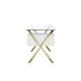 thumbnail image 5 of Pemberly Row Small Glass & Polished Steel Desk in Gold/White and Clear, 5 of 7