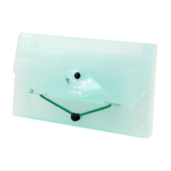 Light Green 13 Compartment Rectangle Shaped Plastic Bills File Folder