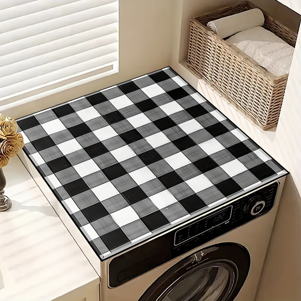 1pc, Dish Drying Pad, Buffalo Checkered Washing Machine Dust Cover Mat, Countertop Absorbent Pad, Washstand Drain Mat, Washstand Cup Mat, Kitchen Accessories, Bathroom Accessories