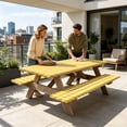 thumbnail image 4 of BUDAO00 Picnic Table Cover with Bench Covers, Washable Tablecloth for 6 Foot Rectangle Tables – 72"x30" Waterproof Elastic Fitted Checkered Camping Tablecloth for Outdoor Use (Yellow), 4 of 6