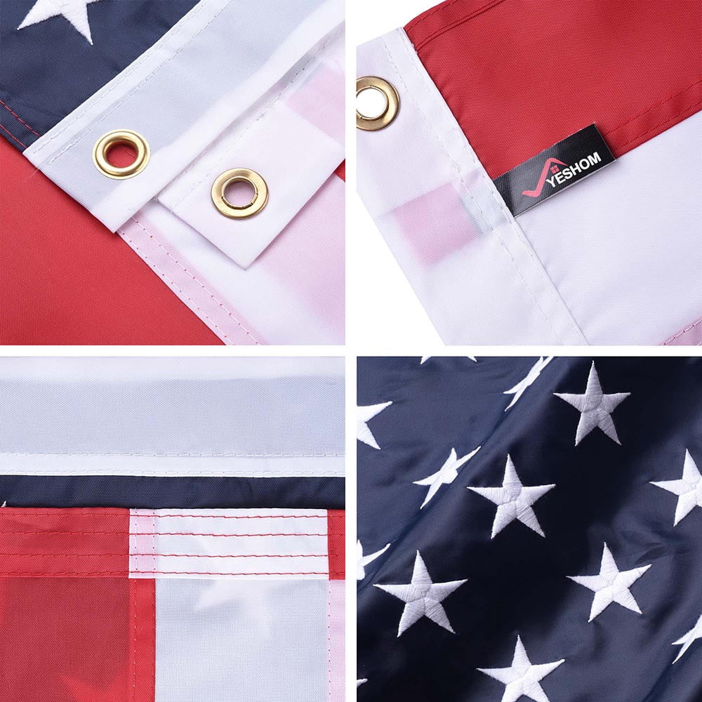 Yescom 2 Pcs 3x5 FT American Flag  210D Oxford UV Resistant Brass Grommets US Flags