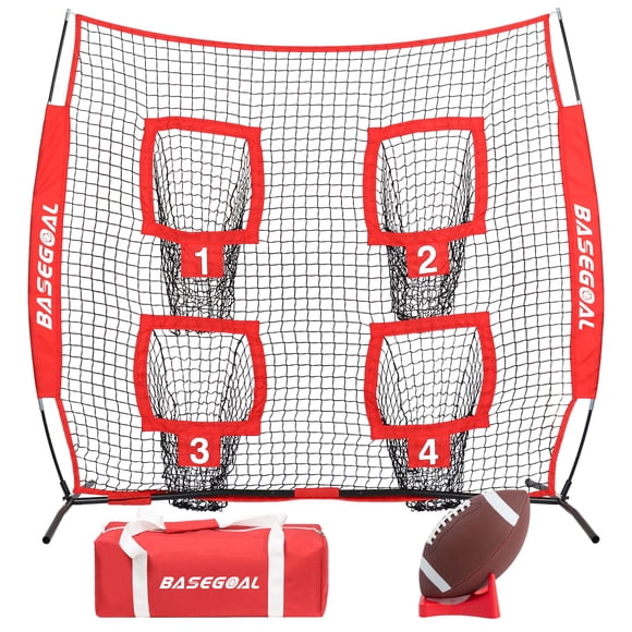 Red de fútbol con base de portería de 6 x 6 pies para lanzar con accesorios