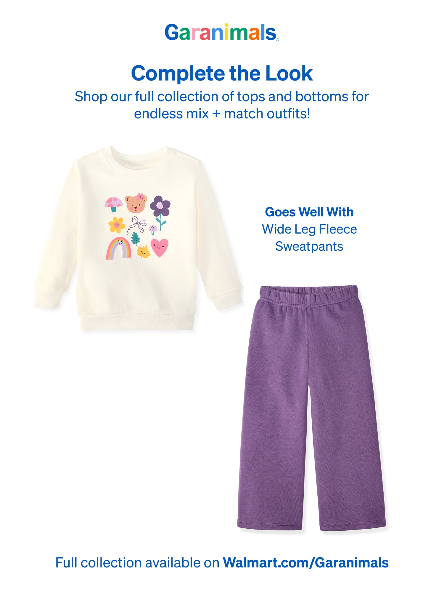 Garanimals Baby & Toddler Girl Fleece Crewneck Sweatshirt, Sizes 0-6T