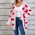 thumbnail image 5 of Amidoa Cardigan Sweaters for Women Valentines White Long Sleeve Heart Pockets Knit Long Cardigans for Women Trendy L, 5 of 9