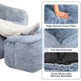 thumbnail image 2 of 15"(H) Bean Bag Ottoman Pouf, 6.6LB Memory Foam Filled Footstool for Sofa, Accent Stuffed Footrest Stool with Washable Cover, Single Footrest Stool for Living Room, Bedroom, Blue&grey, 2 of 8
