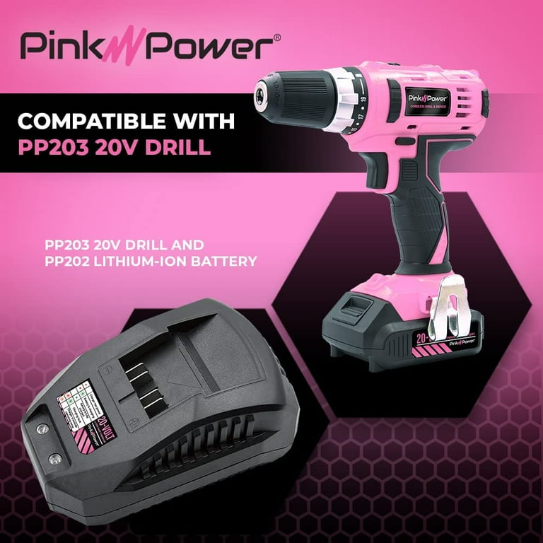 Pink Power PP205 20V Lithium Ion Charger for PP202 Battery for