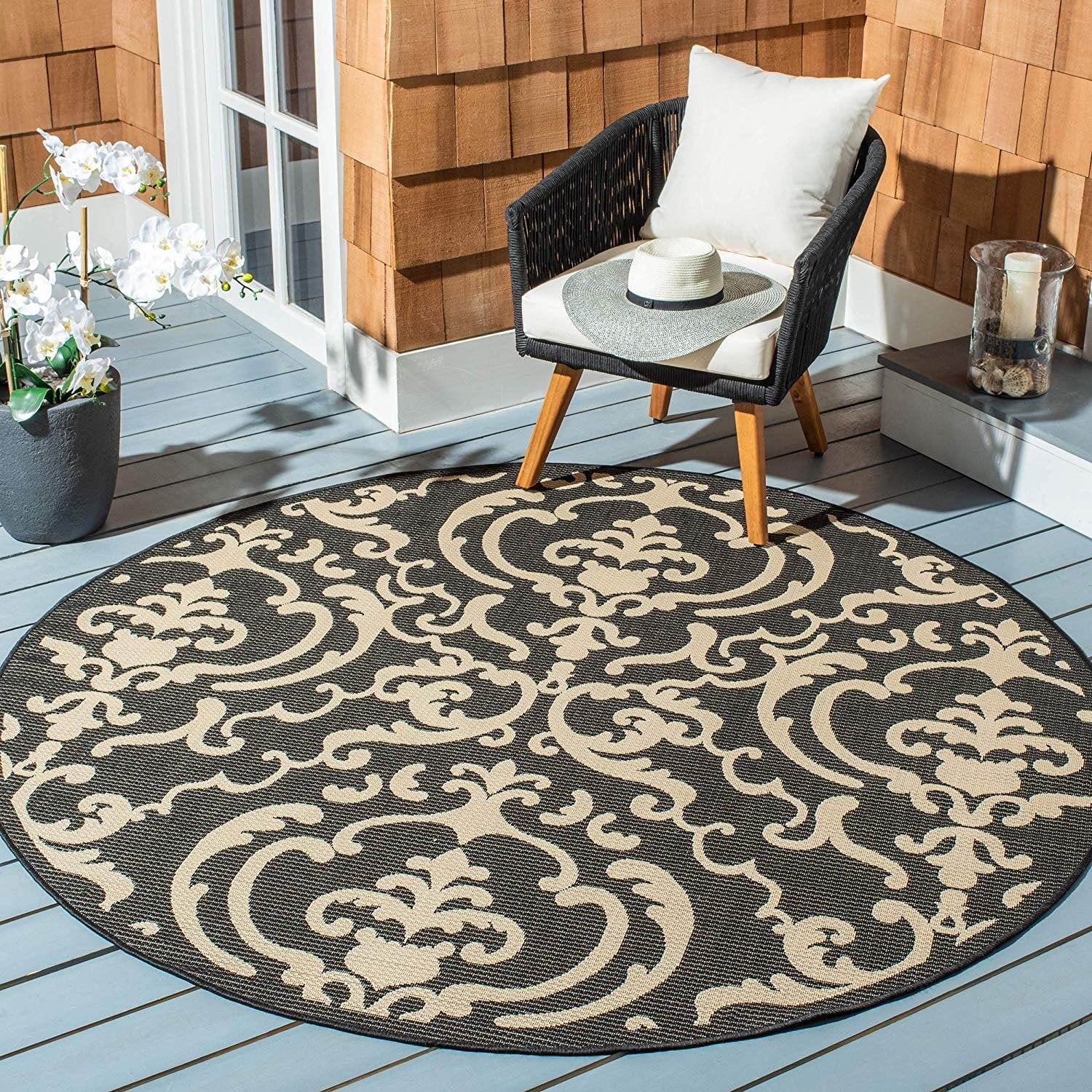 Safavieh Courtyard Collection CY26633908 Black and Sand Indoor
