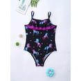 thumbnail image 3 of inlzdz Girls One Piece Swimsuits Hawaiian Ruffle Floral Swimwear Beach Bathing Suit Black Horse 8, 3 of 7