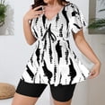 thumbnail image 5 of Zpanxa Drawstring Swimsuit Set for Women Conservative Short Sleeve Two Piece Printed Modest, 5 of 7