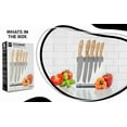 thumbnail image 4 of 6-Piece Kitchen Knife Set with Wood Grain Handles and Acrylic Stand – Seville Collection, 4 of 6