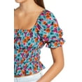 thumbnail image 7 of ALL IN FAVOR Puffed Short Sleeves Floral Print Smocked Square Neck Women's Blouse Tops S, 7 of 7