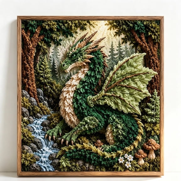 Mythic Dragon Realms 3D Fabric Poke Art Kit Dragon Fabric Poke Craft 3D Fabric Poke Art DIY Kit for Adults with Pre-Cut Squares, Handmade Fantasy Wall Decor Gift for Dragons Lovers