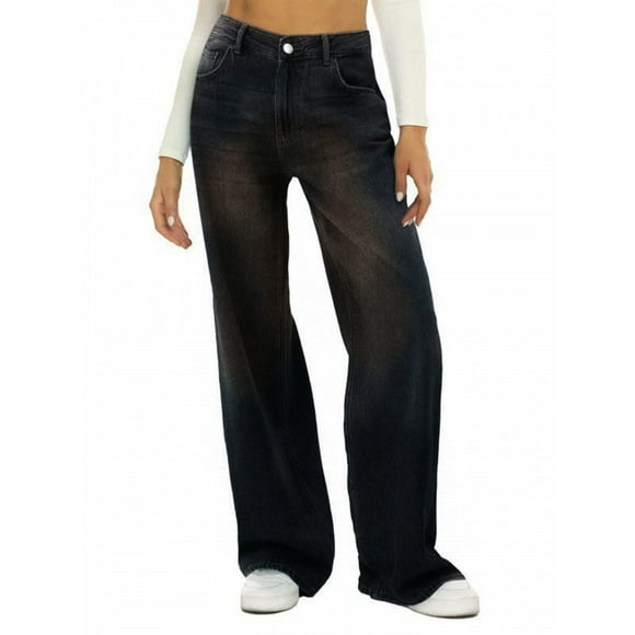 iHPH7 Baggy Jeans Women Fall Fashion Wide Leg Jeans Woman Fall Clothes High Waisted Jeans for Women's Jeans Womens Fall Pants Black XXL