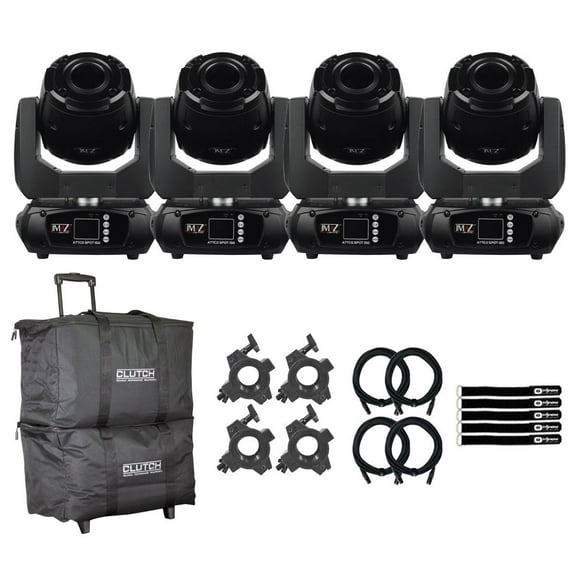 JMAZ Lighting JZ3010 Attco Spot 150 150W LED Moving Head Black Finish 4-Pack with Bags Package
