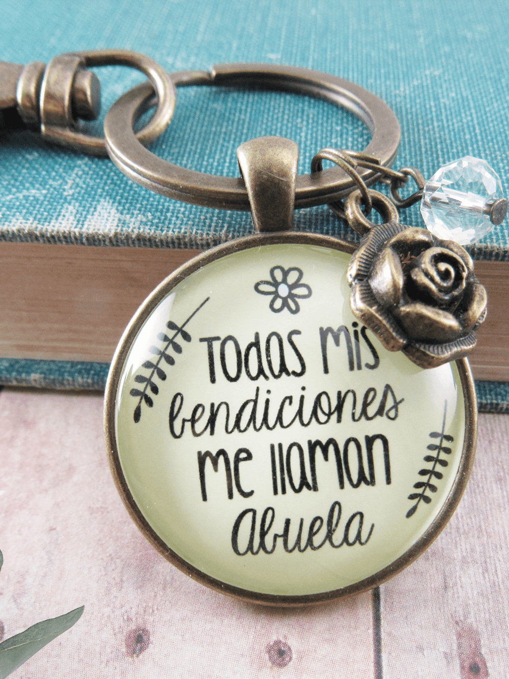 Abuela Keychain All My Blessings Spanish Grandma Womens Family Gift Jewelry
