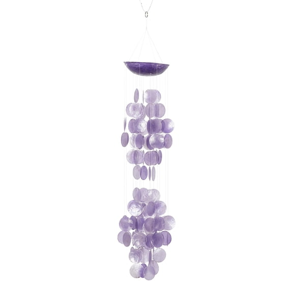 DecMode 27" Purple Capiz Shell Waterfall Geometric Windchime