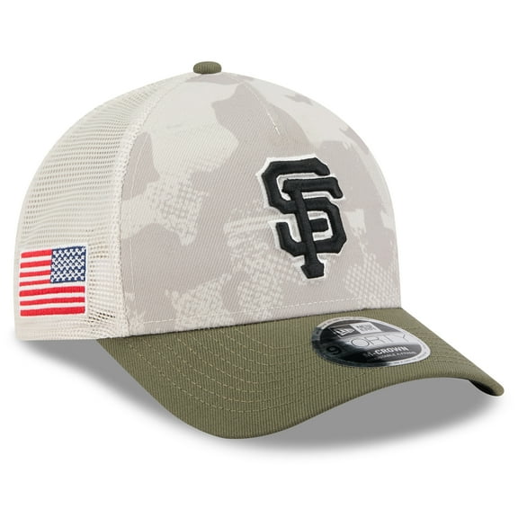 Men's New Era Light Beige/Olive San Francisco Giants 2025 Armed Forces Day 9FORTY M-Crown A-Frame Adjustable Hat