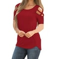 thumbnail image 3 of LEAVINGSUO 2026 50% off Clear! Womens Tops Women Three Quarter Sleeve Crisscross Strappy Cold Shoulder T-Shirt Tops Blouses, 3 of 6