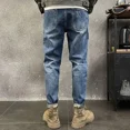 thumbnail image 4 of Pantalones vaqueros ajustados para hombre con bolsillos, pantalones vaqueros para hombre, moda coreana, novedad de verano, estilo coreano, algodón suelto, estilo 2024, talla XS, 4 of 5