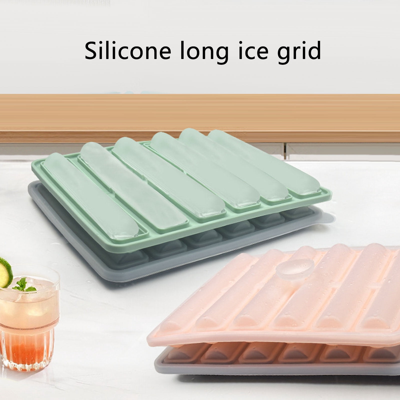 2Pcs Easily Release Ices Cube Mold Long Cylinders Ices Cube Tray Flexible Silicone Ices Maker for Cocktails Coffee