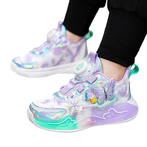 Willtoo Girls Kid's Butterfly Running Sneaker Tennis Mesh Athletic School Gym Lace-up Back to School Walking Shoes
