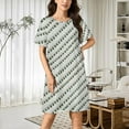 thumbnail image 2 of White Textured Parallel Lines Women Nightgown Sleepwear Short Sleeves For Vacations Travels Nightgowns Women's Pajamas, 2 of 7