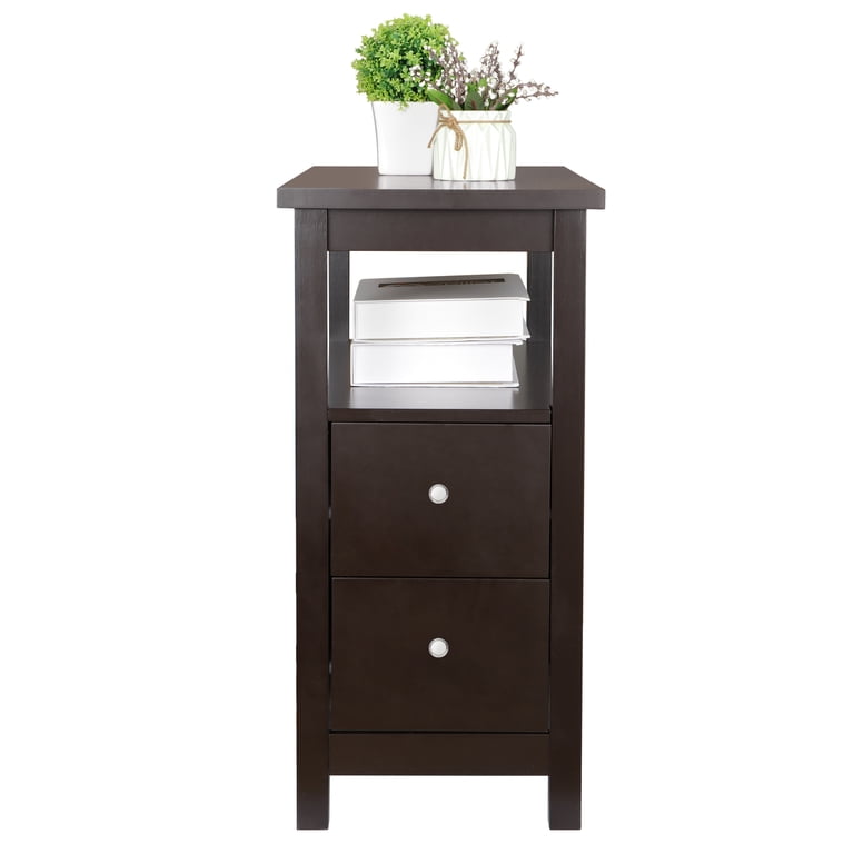 ZENY End Table with 2 Drawers and Shelf, Brown photo 7