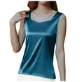thumbnail image 3 of CFLVAEK Satin Tank Tops for Women Plus Size Square Neck Tank Tops Summer Casual Sleeveless Shirts Solid Color Lounge Shirts Blue XXXXL, 3 of 10