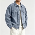 thumbnail image 7 of Homenesgenics Jackets for Men Big and Tall Fall Denim Vintage Washed Workwear for Men Streetwear-Style Loose-Fit Denim Outerwear Blue XS, 7 of 7