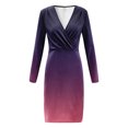 thumbnail image 4 of Gibobby Vestidos de fiesta largos Vestidos sexis para mujer, cuello en V, vestido ajustado para trabajo, vestido Vintage elegante y delgado para oficina(Morado,XL), 4 of 5