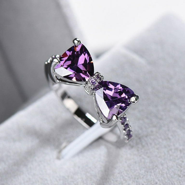 Taluosi Wedding Engagement Party Bowknot Faux Amethyst Inlaid
