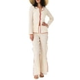 thumbnail image 1 of Honganda Women 2 Piece Lounge Set Long Sleeve Button Up Tops Contrast Color Split Pants Sleepwear Sets, 1 of 9