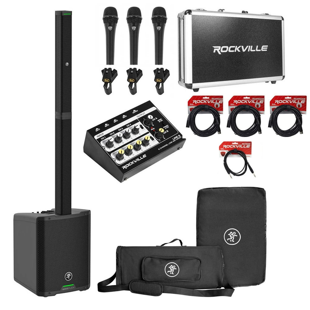 Mackie SRMFlex 1300w Line Array DJ Speaker PA System w/Sub+(3) Mics+Case+Mixer