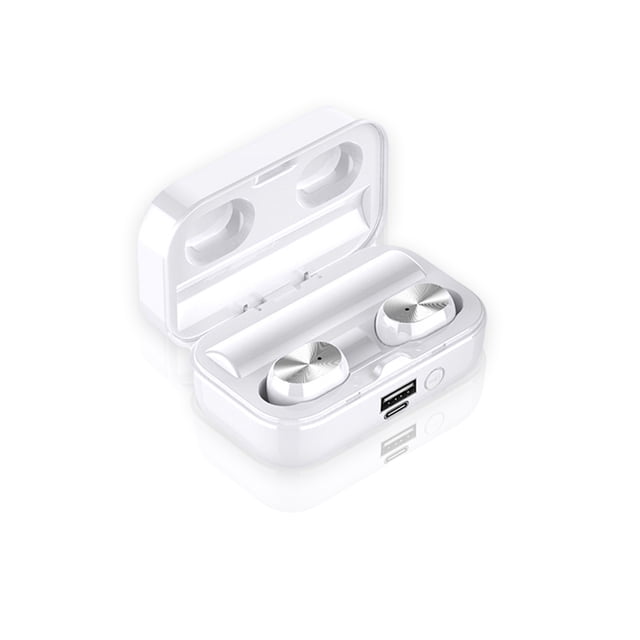 Paquete de 2 auriculares inalámbricos Bluetooth compatible con Bluetooth 5.1 Auriculares in -ubres recargables con caja de carga Linterna de emergencia Blanco Yuarrent EL005442-02B