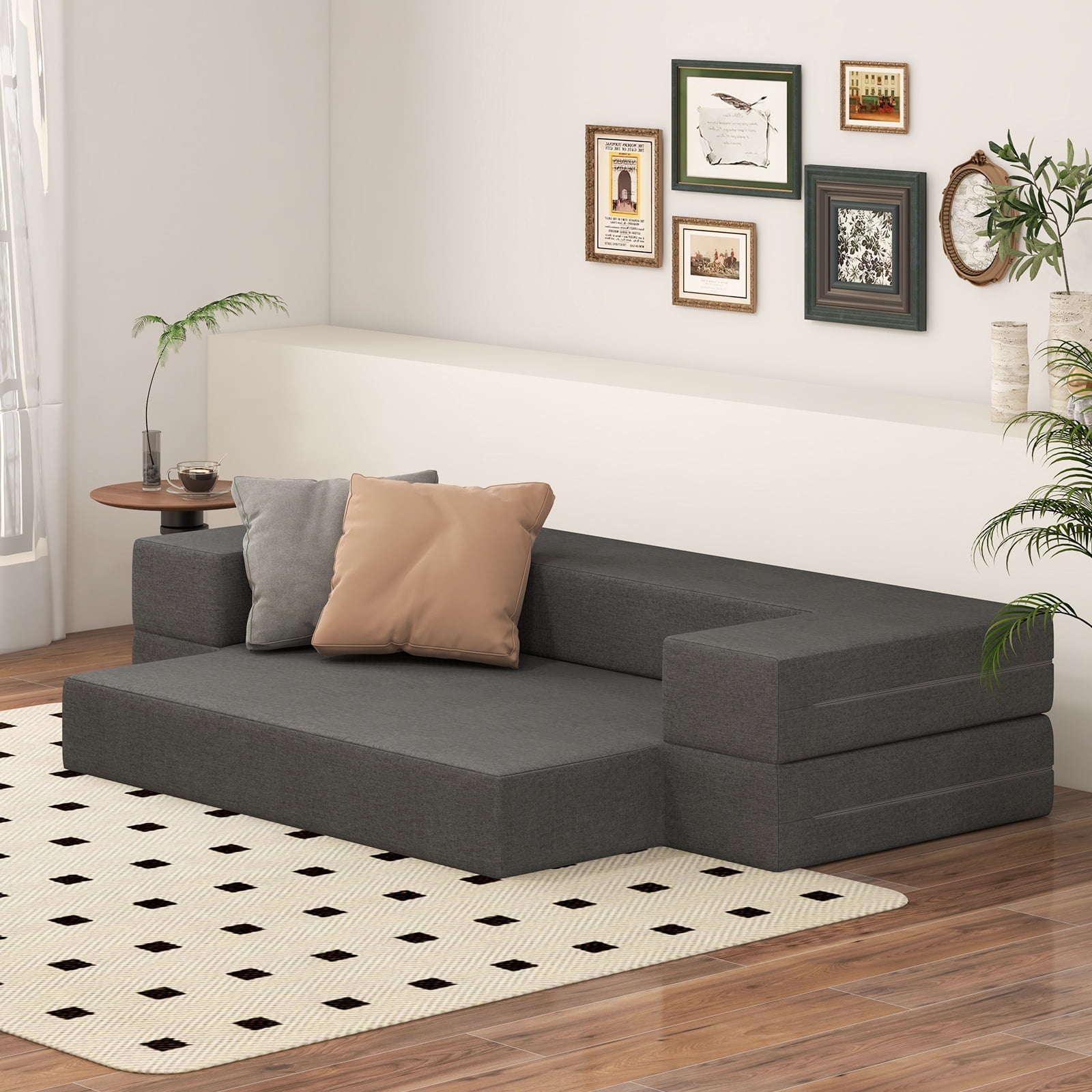 Canapé-lit Pliable Canape Droit Avec Fonction De Couchage Convient Pour Salon Chambre à Coucher