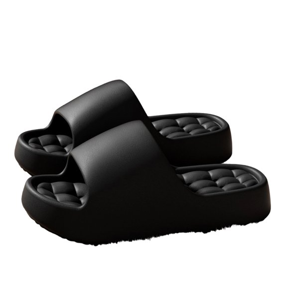 Men's Shower Slippers Non-Slip Bathroom Sandals with Drainage Holes, Quick Dry EVA Pool Slides for Home Gym Spa, Lightweight Anti-Slip Bath Shoes (Black, 44)