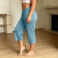 thumbnail image 5 of Mutghys Modal Cotton Pajama Pants for Women Scalloped Hem Solid Elastic Waist Capri Pants Home Relaxing Soft Comfy Casual Pajama Bottoms, 5 of 6