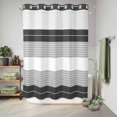 thumbnail image 6 of No Hook Shower Curtain, Black Grey Stripe Shower Curtains for Bathroom with See Through Top Window, Modern Art Horizontal Striped Waterproof & Washable Bath Curtain Extra Long 72"x96", 6 of 9