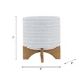 thumbnail image 6 of Sagebrook Home 8" Tribal Planter With Wood Stand, White, Round, Ceramic, Contemporary, 8"L X 8"W X 10"H, Tribal, 6 of 9