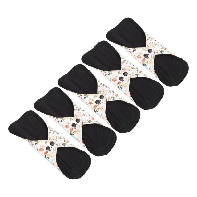 Flower Pattern Panty Liner,5pcs Washable Breathable Menstrual Pad Flower Pattern Super Absorbent Reusable Cotton Sanitary Pad Panty Liners