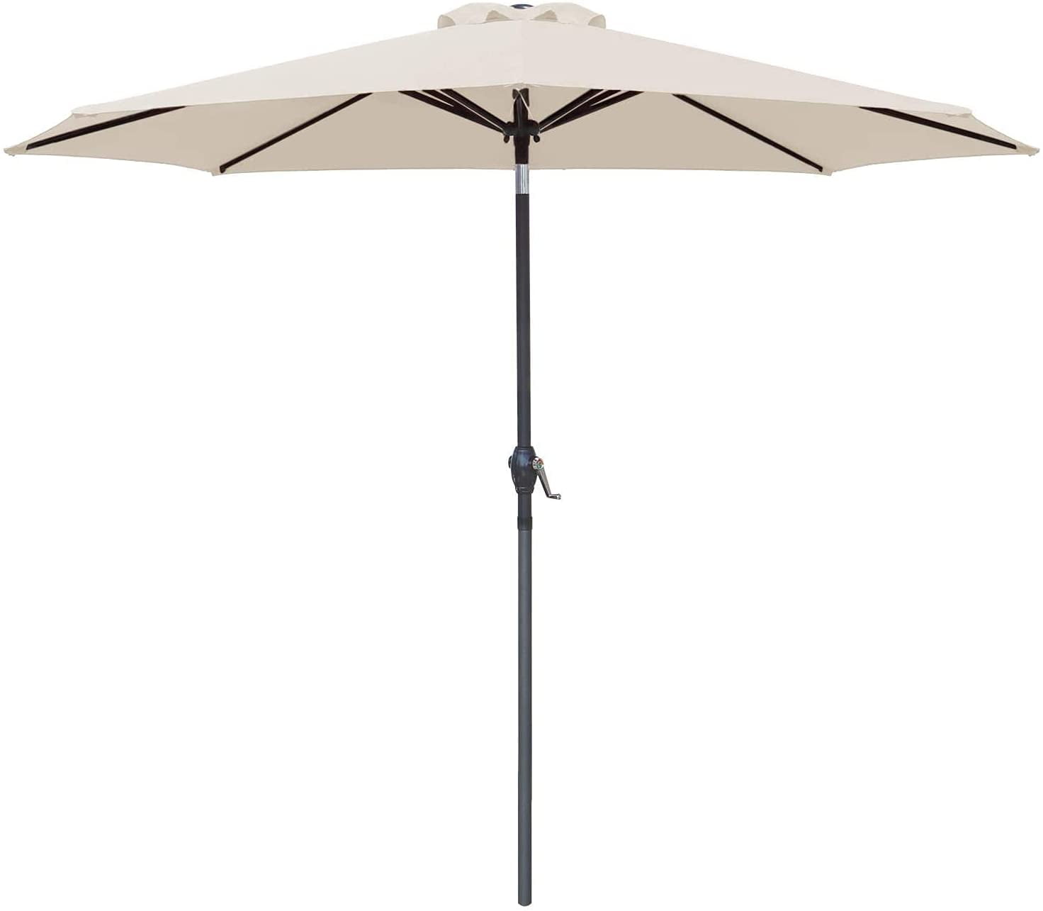Devoko 9FT Patio Umbrella Outdoor Table Umbrella with 8 Sturdy Ribs, Beige