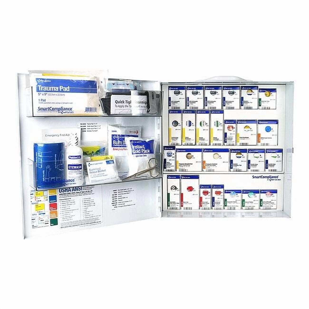 First Aid Kit and Housing, Metal Cabinet, 386 Components, 100 People Served 91378