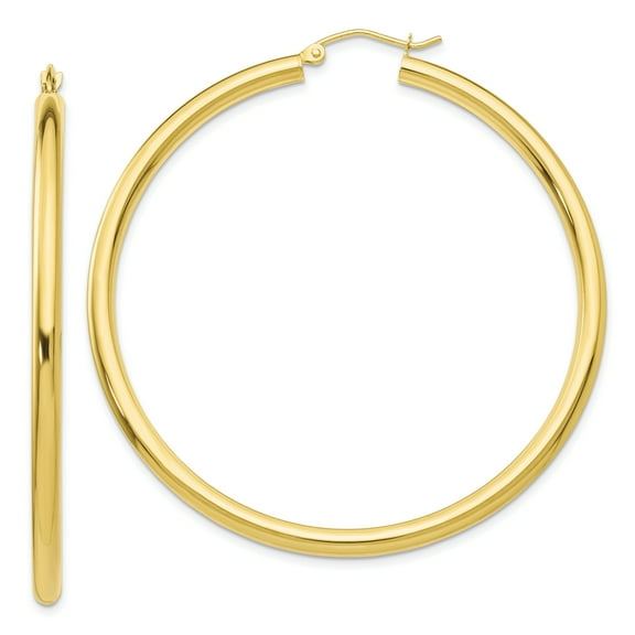 10k Yellow Gold Polished Large Round Hoop Earrings